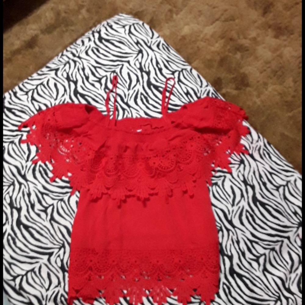 New ruffled red blouse